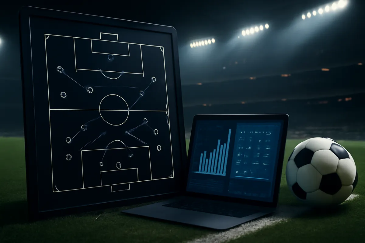Ilustración editorial generada con IA — Cómo Hacer Pronósticos de Fútbol: Métodos, Estrategias de Investigación y Criterios de Selección