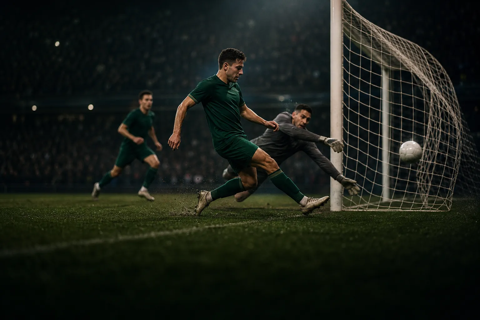 Ilustración editorial generada con IA — Qué es over 2.5 goles y under 2.5 goles en el futbol