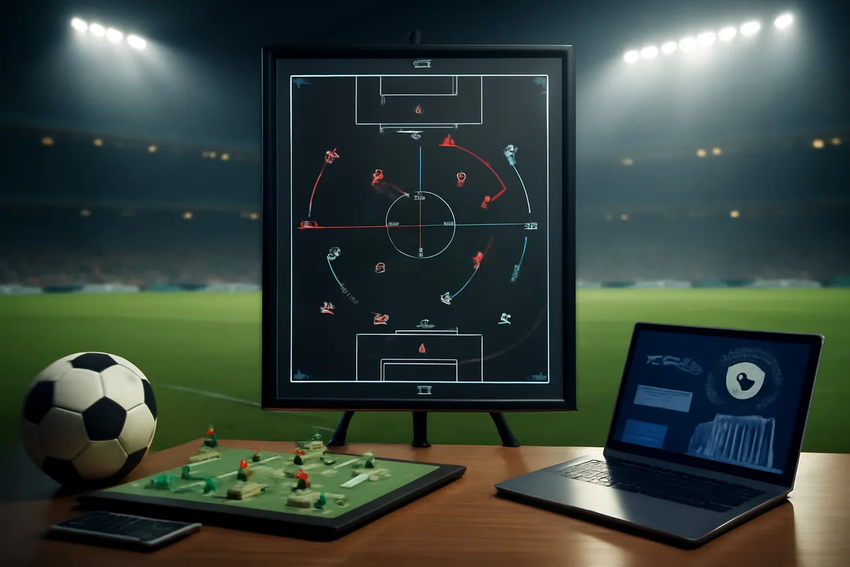 Ilustración editorial generada con IA — Estrategia diaria de pronósticos de futbol: cómo calcular tus decisiones y detectar noticias de última hora sobre los equipos