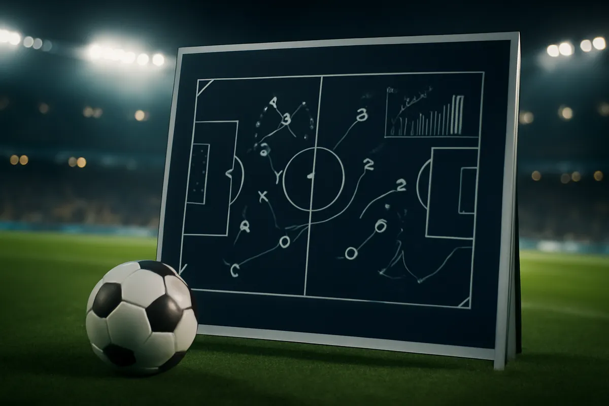 Ilustración editorial generada con IA — Cómo Analizar un Partido de Fútbol: Un Método Paso a Paso Usando Forma, xG, Cuotas y Noticias del Equipo